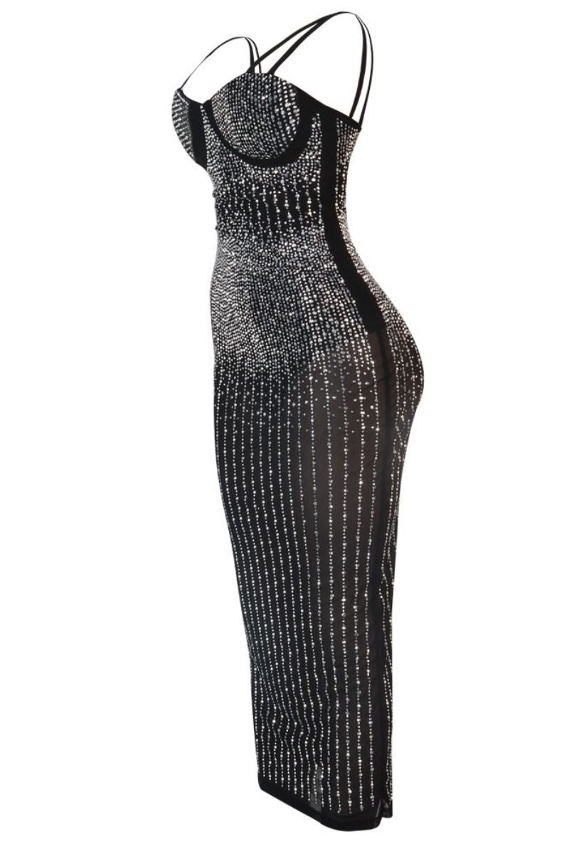 NICOLE DIAMANTÉ MESH KLEID