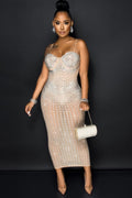 NICOLE DIAMANTÉ MESH KLEID