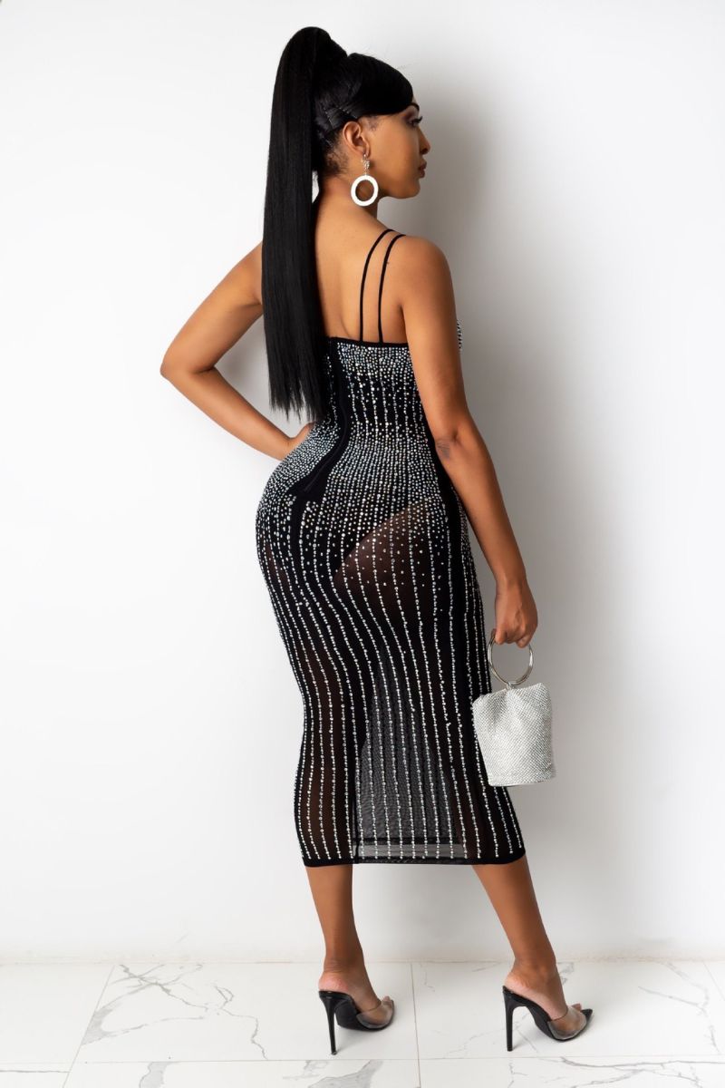 NICOLE DIAMANTÉ MESH KLEID