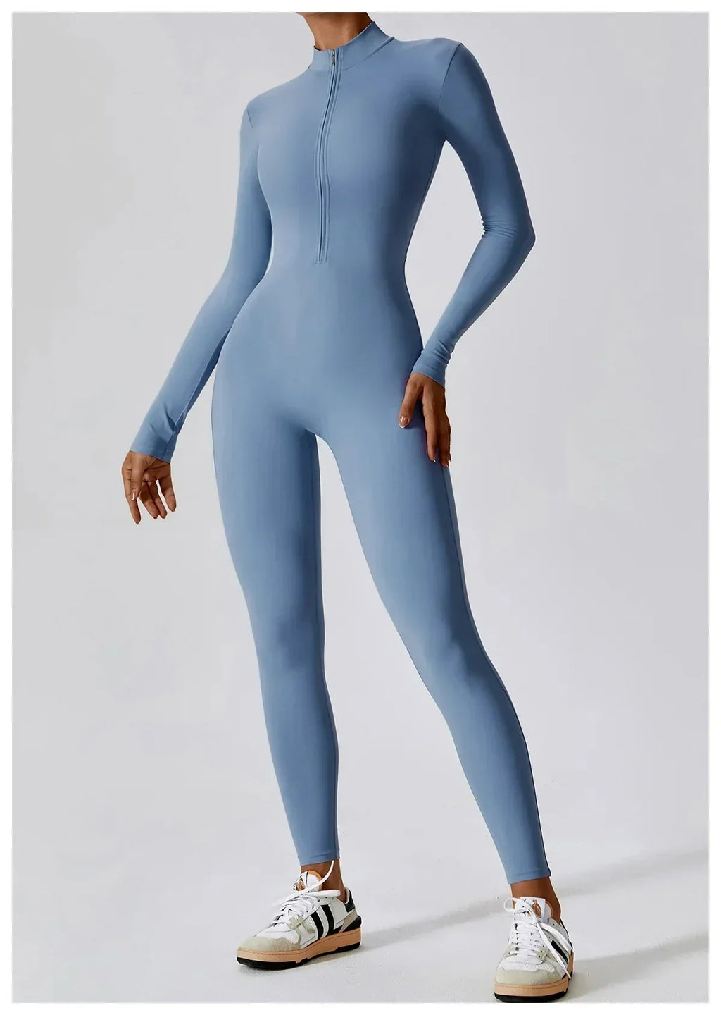 EINFARBIGER LANGARM-JUMPSUIT