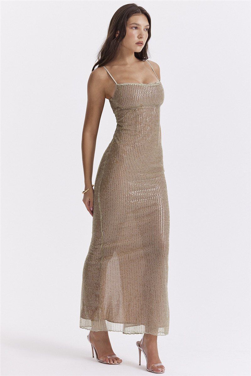 ANDRINA BEIGE MAXIKLEID