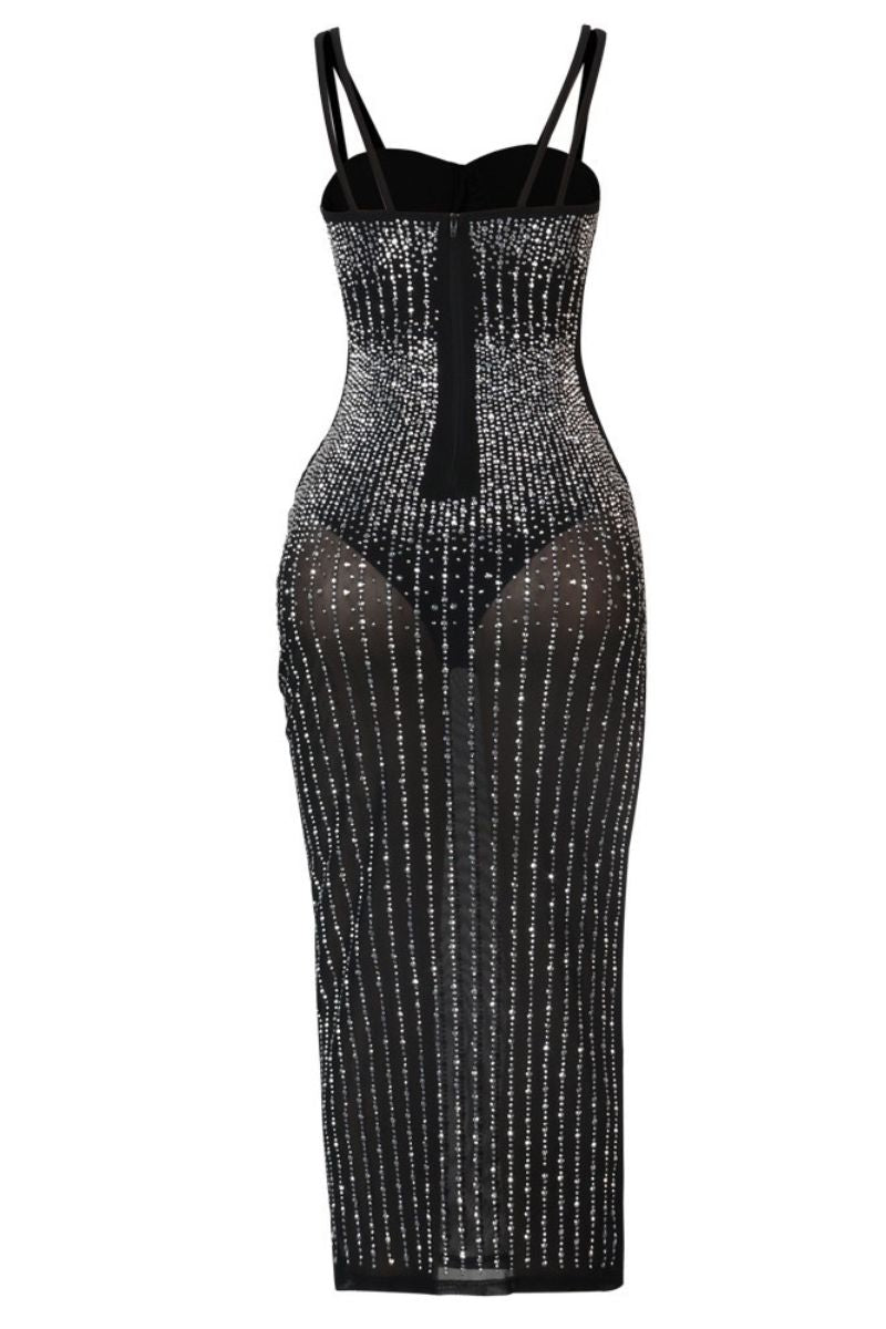 NICOLE DIAMANTÉ MESH KLEID