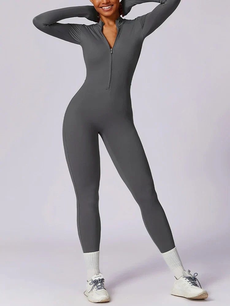 EINFARBIGER LANGARM-JUMPSUIT