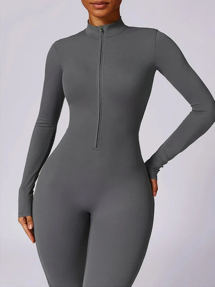 EINFARBIGER LANGARM-JUMPSUIT