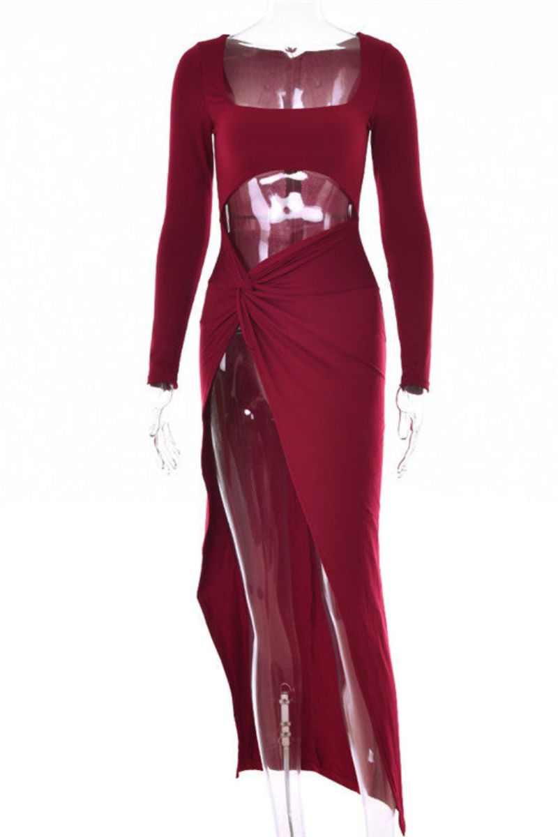 CIANA AUSGESCHNITTENES HOCHSCHLITZ-MAXIKLEID