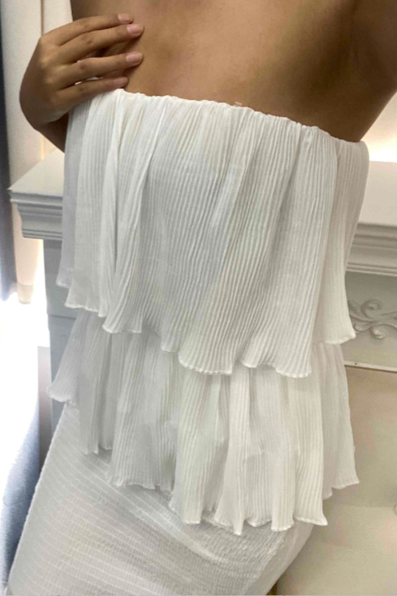 LASAKAY | Gerüschtes Bandeau-Lagenkleid mit Rüschensaum