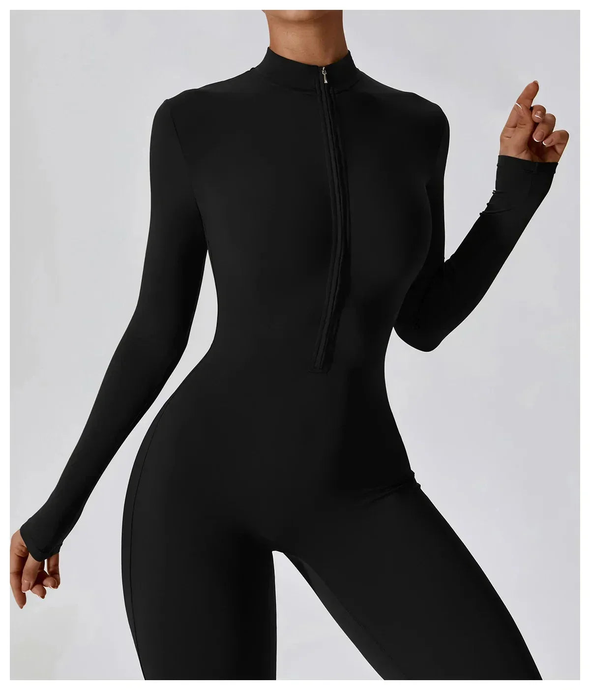 EINFARBIGER LANGARM-JUMPSUIT