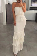 LASAKAY | Gerüschtes Bandeau-Lagenkleid mit Rüschensaum
