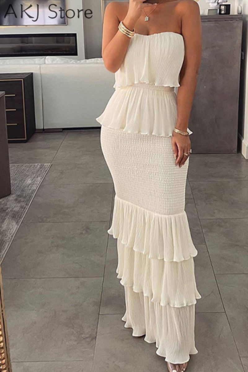 LASAKAY | Gerüschtes Bandeau-Lagenkleid mit Rüschensaum