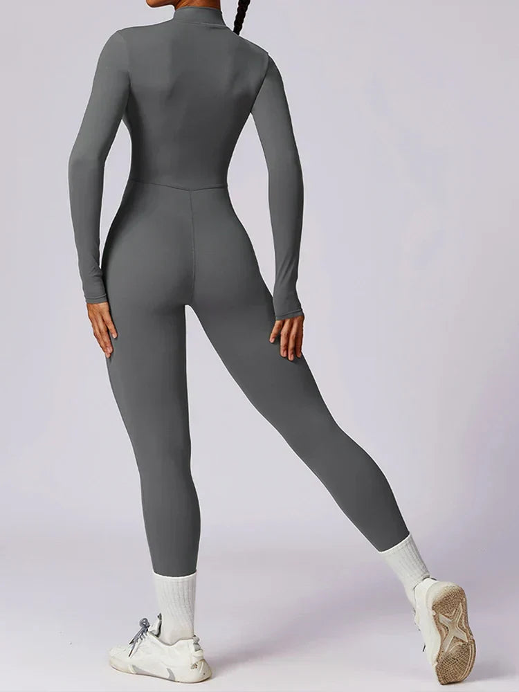 EINFARBIGER LANGARM-JUMPSUIT