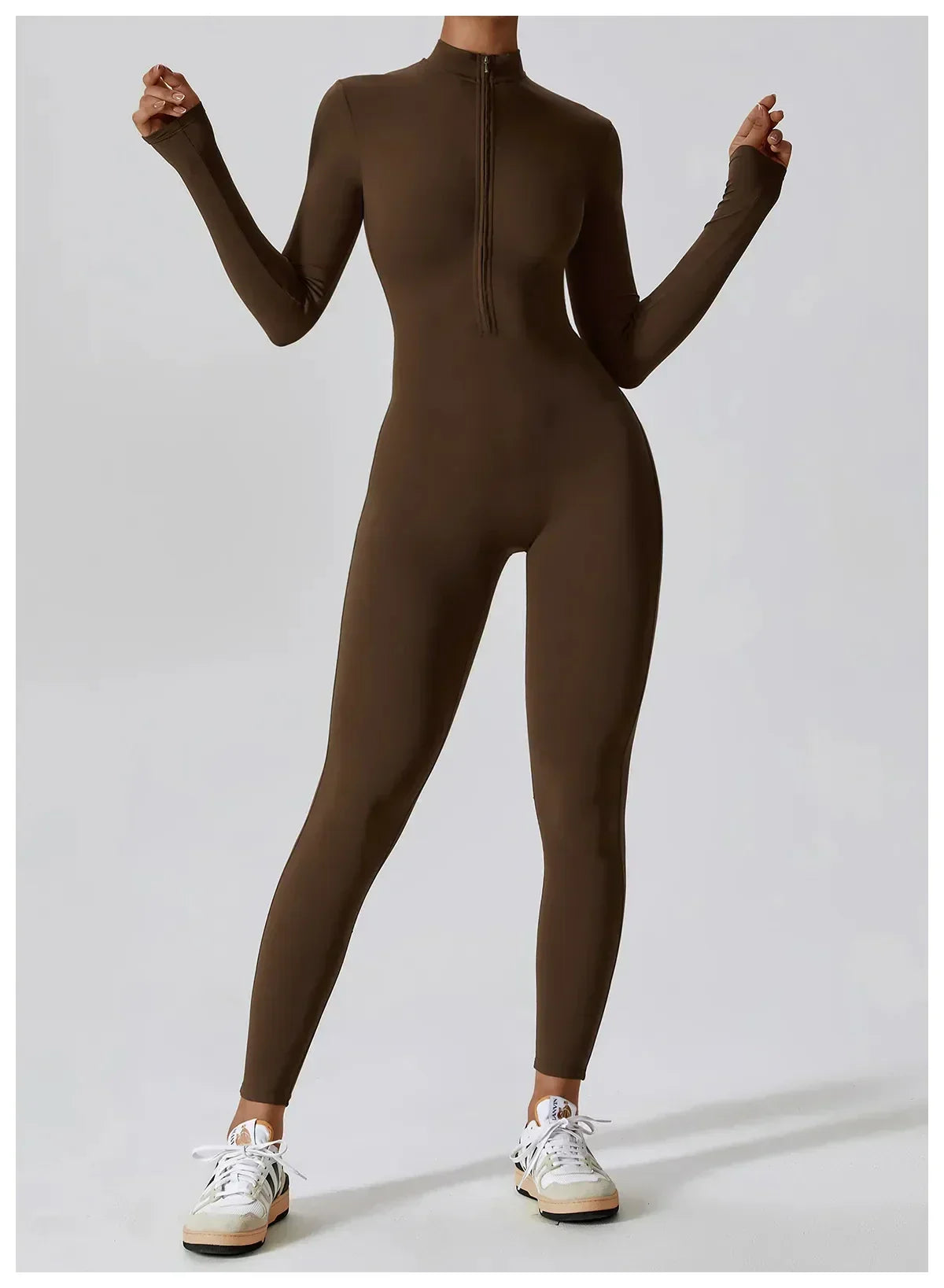 EINFARBIGER LANGARM-JUMPSUIT