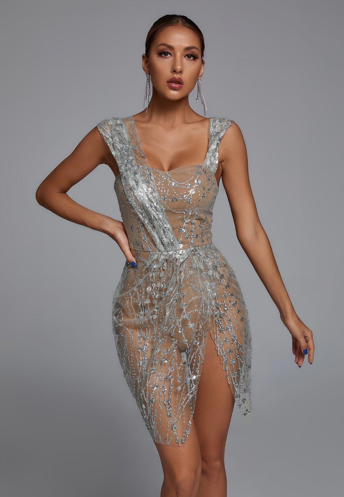 SEYDA Glitzer-Netzkleid