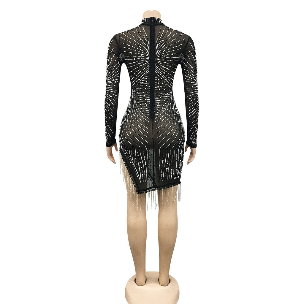 QUEEN | DIAMANTÉ MESH KLEID