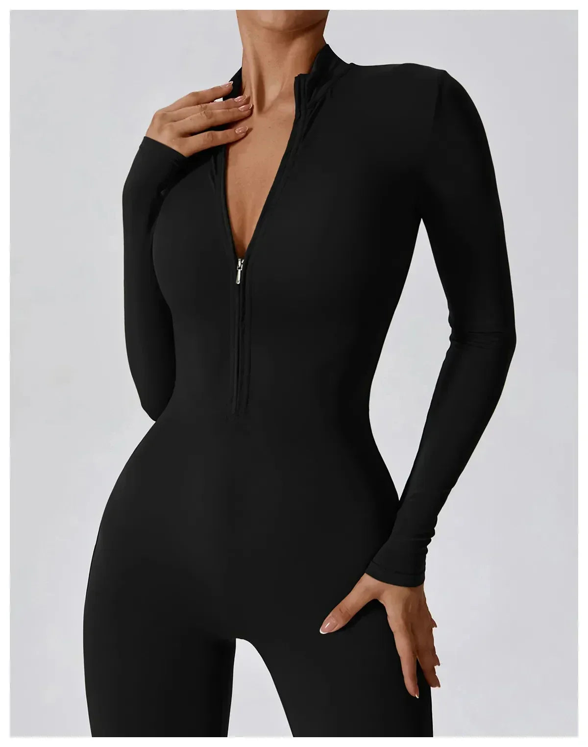 EINFARBIGER LANGARM-JUMPSUIT