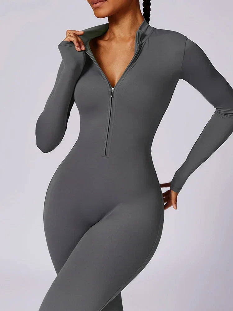 EINFARBIGER LANGARM-JUMPSUIT
