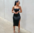 DONNA | MINIKLEID AUS KUNSTLEDER MIT NECKLACE