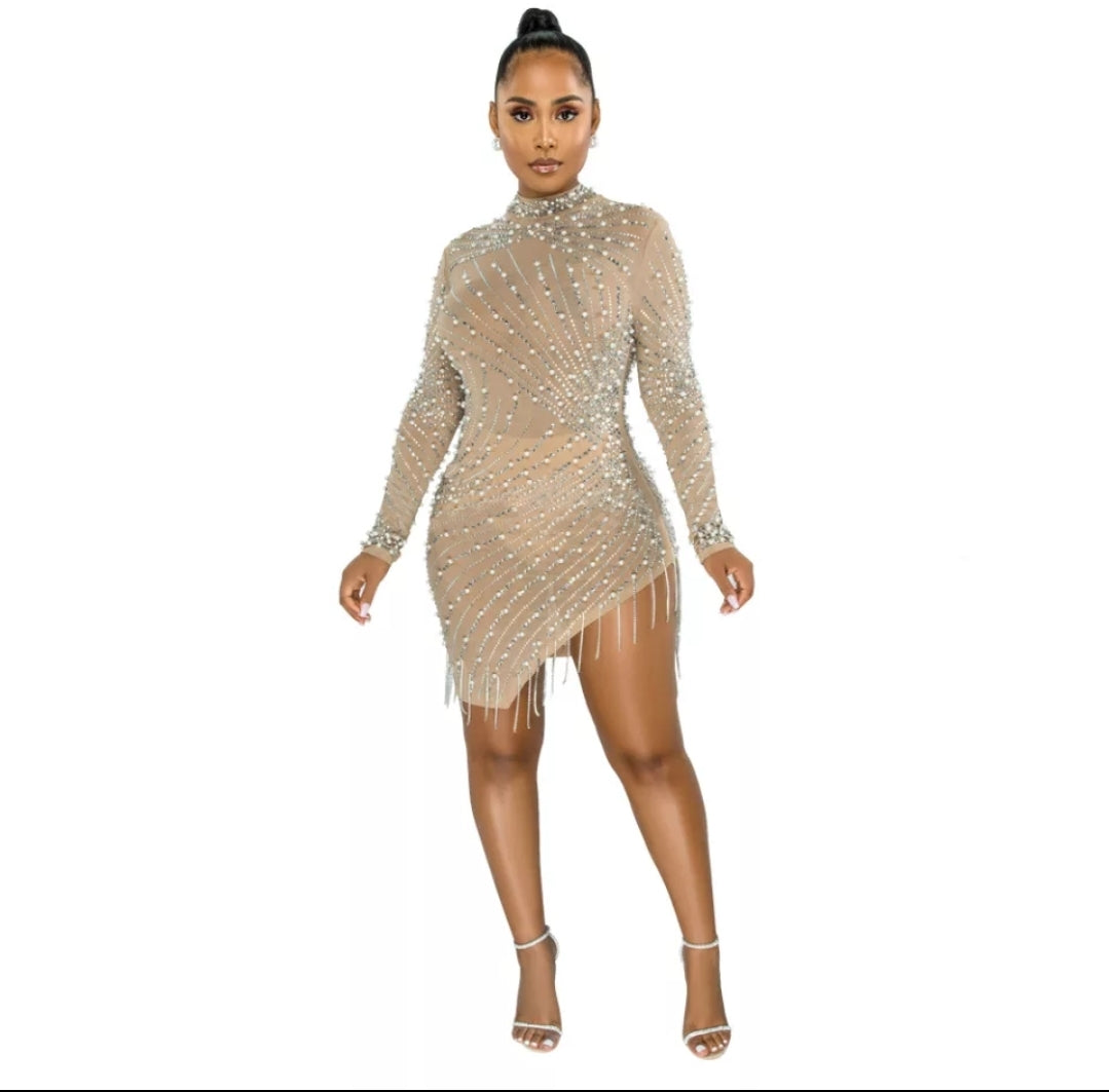 QUEEN | DIAMANTÉ MESH KLEID