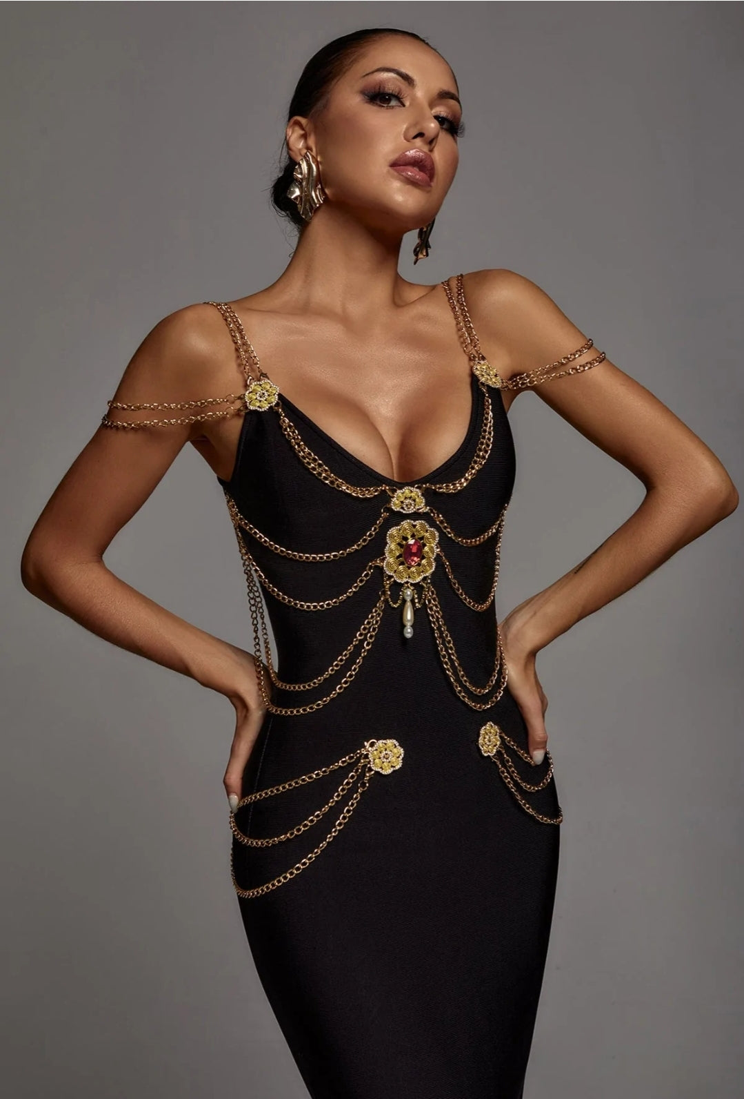 SAMINE | Maxikleid mit Metallverzierung