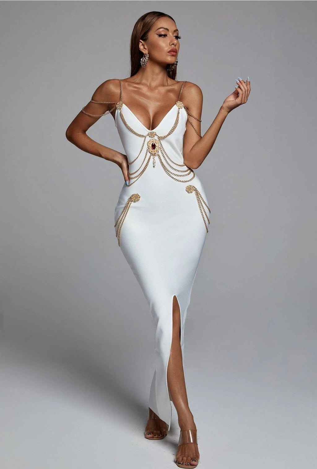 SAMINE | Maxikleid mit Metallverzierung