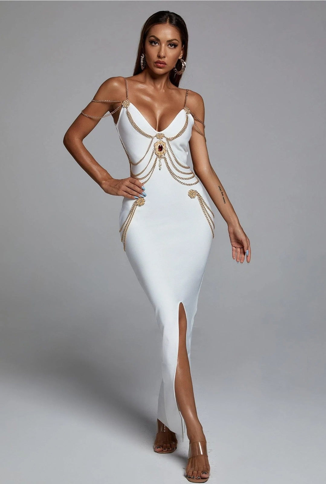 SAMINE | Maxikleid mit Metallverzierung