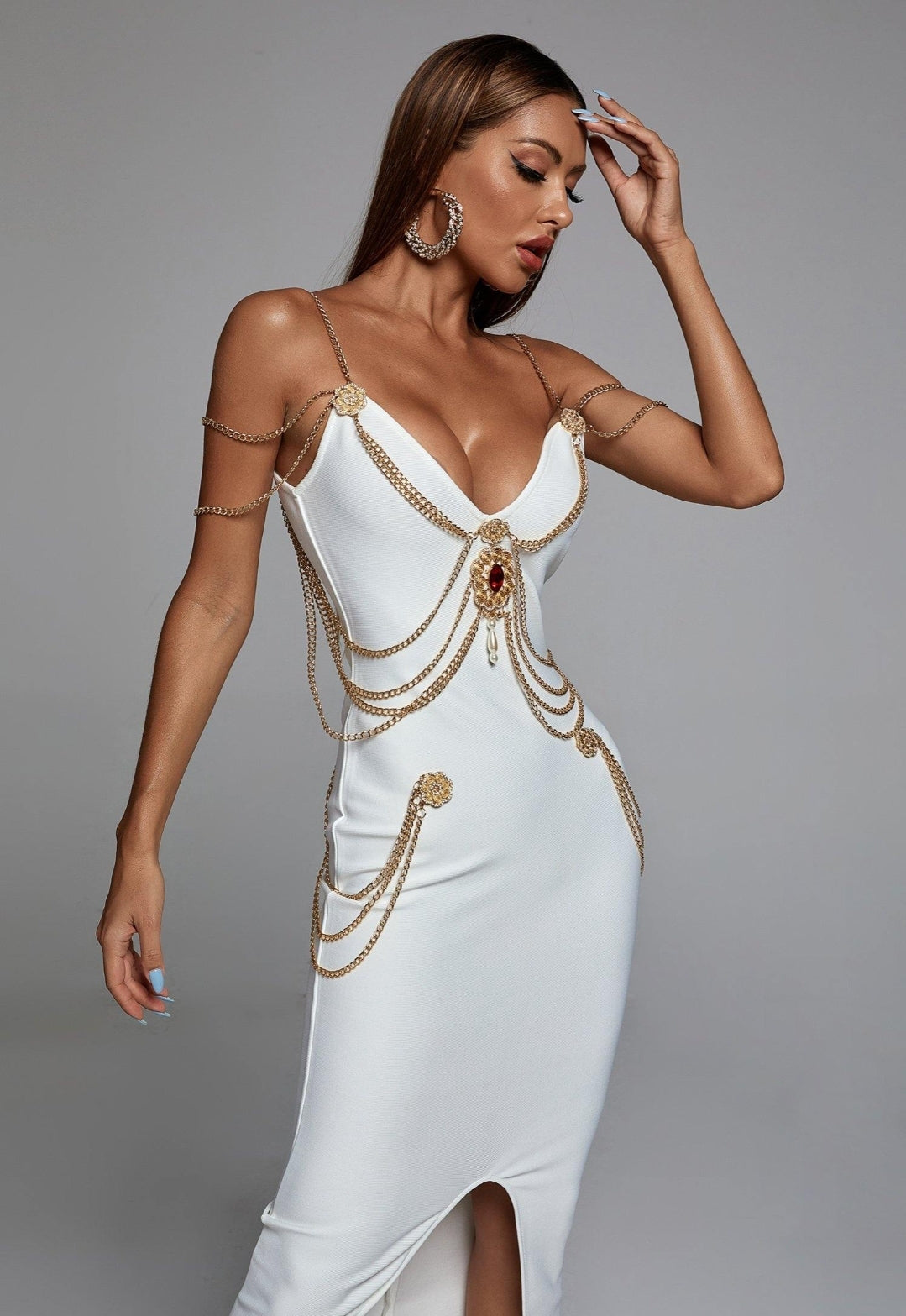 SAMINE | Maxikleid mit Metallverzierung