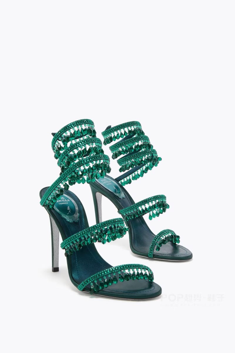 Sandales Glamour à Talons Hauts Strass & Franges          taille 34>>46 disponible